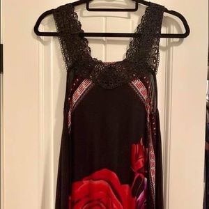 Sleeveless Momo Dress Red and Purple Rose